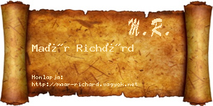 Maár Richárd névjegykártya